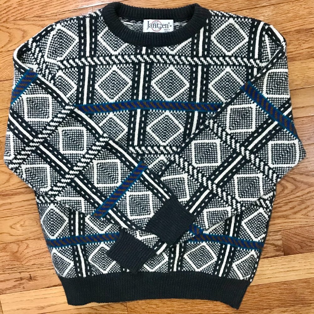 Vintage Jantzen Geometric Pop Art Ski Sweater M